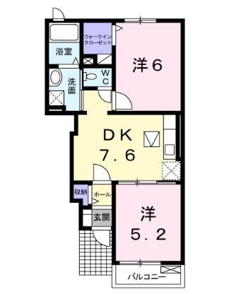 テラース磯上A(2DK/1階)の間取り写真