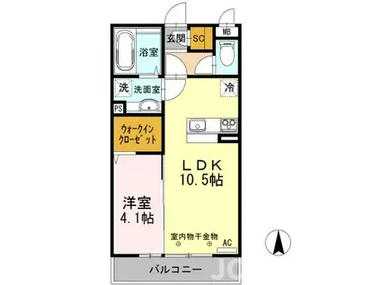 グランコンフォート A(1LDK/2階)の間取り写真