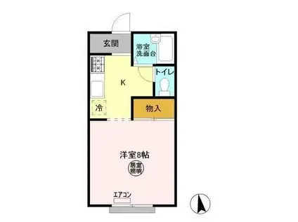 グリーンウッドハイツB(1K/1階)の間取り写真