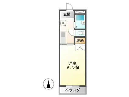 ウッドベル(1K/4階)の間取り写真