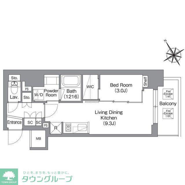 バウスフラッツ蔵前(1LDK/12階)の間取り写真