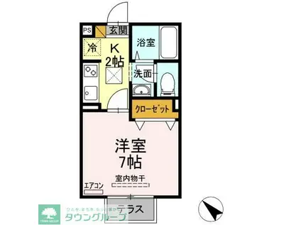 シャングリラ(1K/2階)の間取り写真