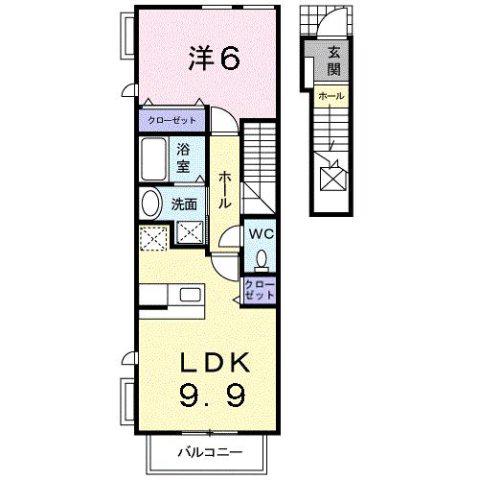 クレメント B(1LDK/2階)の間取り写真