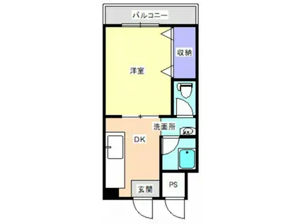 フェローシップ2番館(1DK/3階)の間取り写真