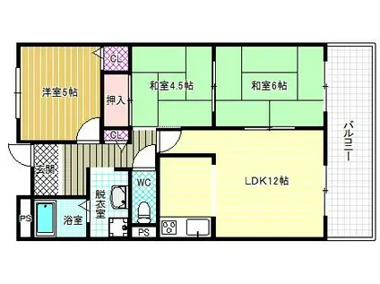 メゾンドゥボヌール(3LDK/1階)の間取り写真
