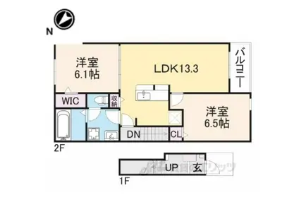 カーサKスワン1(2LDK/2階)の間取り写真