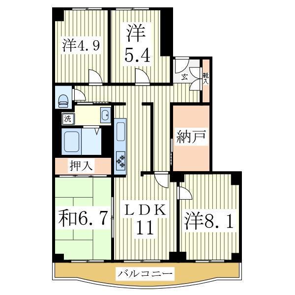 新松戸サンライトパストラル五番街C棟(4SLDK/8階)の間取り写真