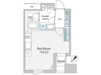 バウスフラッツ日本橋浜町(ワンルーム/7階)の間取り写真