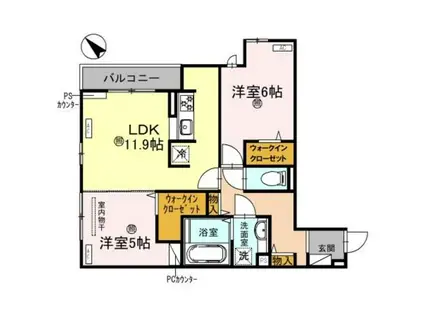 トリシア クレール(2LDK/3階)の間取り写真