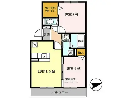 シャルム・ポンテ重根(2LDK/2階)の間取り写真