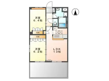 シルフィールド(2LDK/1階)の間取り写真