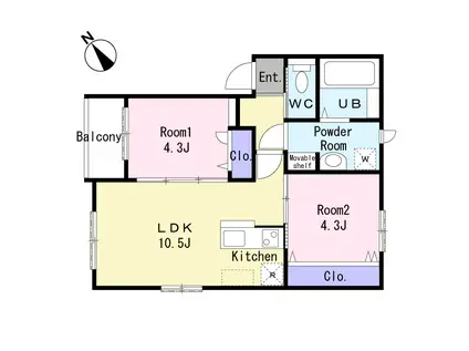 EVER LIFE 西明石II(2LDK/2階)の間取り写真