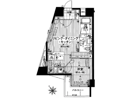 ラグジュアリーレジデンス新宿(1LDK/12階)の間取り写真