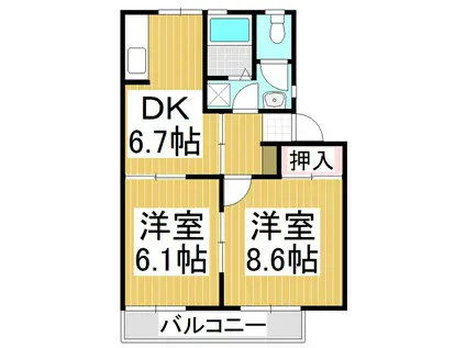 フレグランスT・M W棟(2DK/2階)の間取り写真