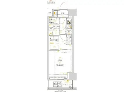 MAXIV王子トラディス(1K/9階)の間取り写真