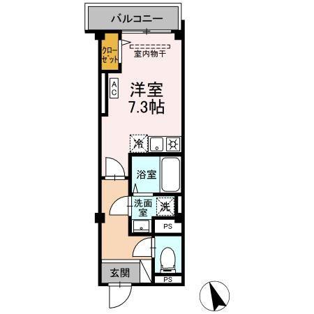 SKEY RESIDENCE塚越(ワンルーム/1階)の間取り写真