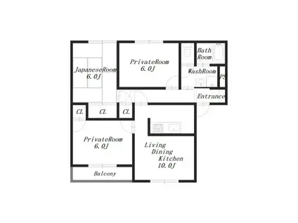 エスペランサ花水木B(3LDK/1階)の間取り写真