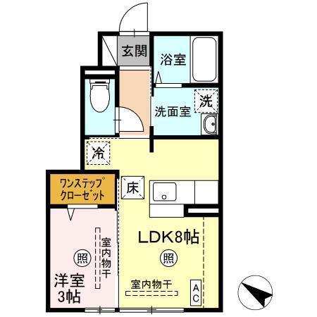 D-ROOM清水(1LDK/1階)の間取り写真