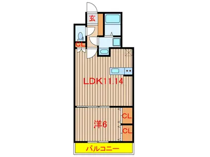 ミリアビタ飯山満II(1LDK/1階)の間取り写真