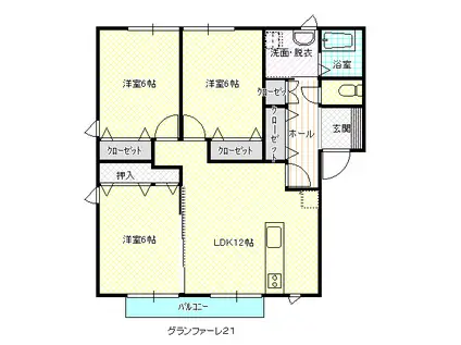 グランファーレ21(3LDK/1階)の間取り写真