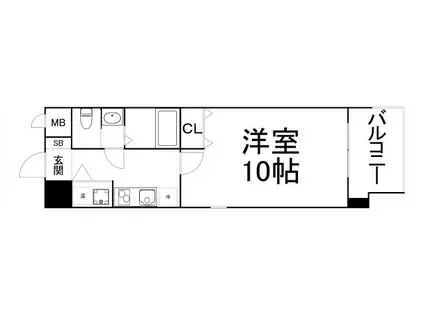 エス・キュート平野町(1K/6階)の間取り写真