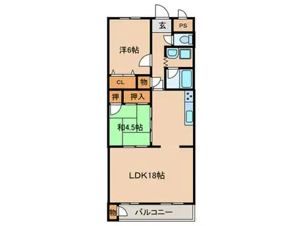 サンモール清水(2LDK/4階)の間取り写真