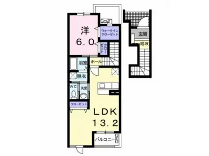 オフショアS1(1LDK/2階)の間取り写真