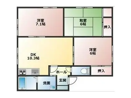 グリーンヒルズB・C(3LDK/2階)の間取り写真