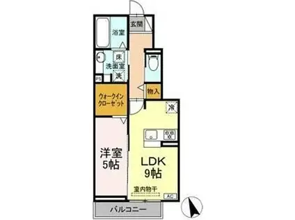 ハミルトンII(1LDK/1階)の間取り写真