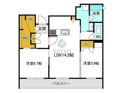 ことぶき(2LDK/2階)の間取り写真