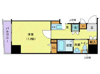 ガリシア日本橋水天宮II(1K/2階)の間取り写真
