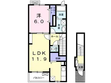 エスペラールIII(1LDK/2階)の間取り写真