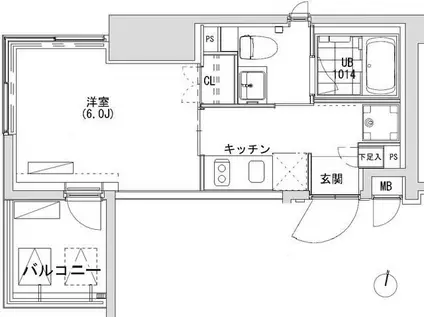 グランディオール広尾テラス(1K/10階)の間取り写真