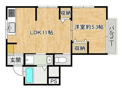 光マンション(1LDK/3階)の間取り写真