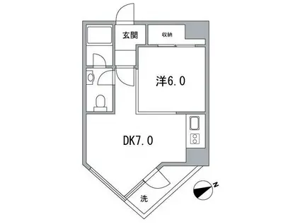 中銀高輪マンシオン(1DK/6階)の間取り写真