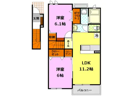 プレリーヴィラ(2LDK/2階)の間取り写真