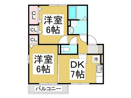 エスポワール A(2DK/1階)の間取り写真