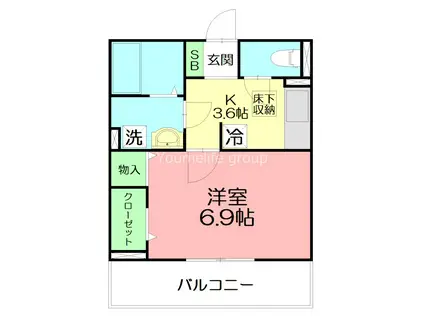 毛塚ビル(1LDK/3階)の間取り写真