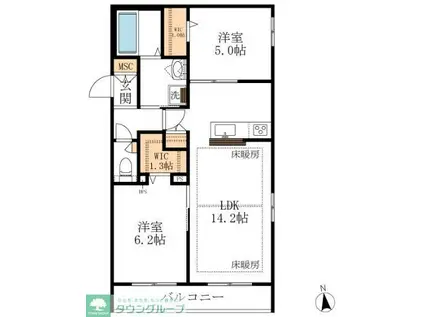 ファーレ東雲(2LDK/4階)の間取り写真