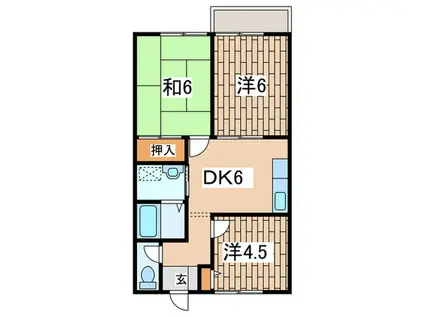 ガーデンプレイス弐番館(3DK/2階)の間取り写真