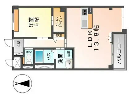 リバージュ竜王(1LDK/3階)の間取り写真