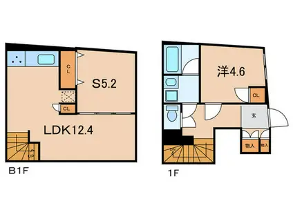 CREDO WASEDA(1SLDK/B1階)の間取り写真