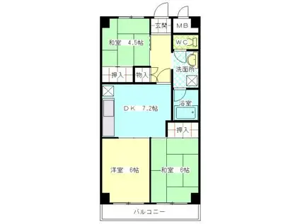 アミカル高橋(3DK/5階)の間取り写真