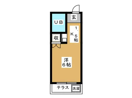 山岸ハイツ(ワンルーム/2階)の間取り写真