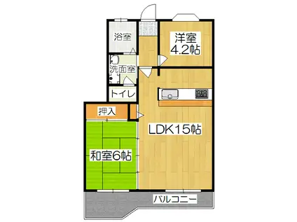 グリーンタウン槙島第2団地403号棟(2LDK/2階)の間取り写真