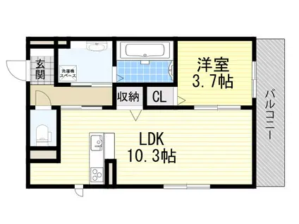 サクラーレ銀橋(1LDK/3階)の間取り写真