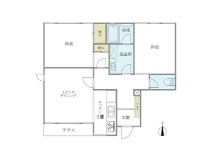 アールコート上野毛(2LDK/1階)の間取り写真