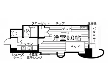 ロイヤルインテリジェンス(1K/12階)の間取り写真