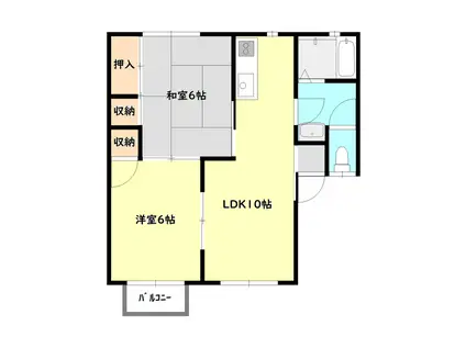 メンバーズタウンカーメル寺山IIC棟(2LDK/2階)の間取り写真