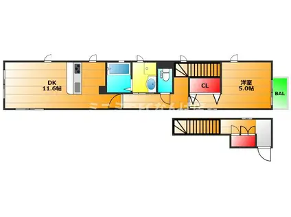 アリエンテウツボ(1LDK/2階)の間取り写真